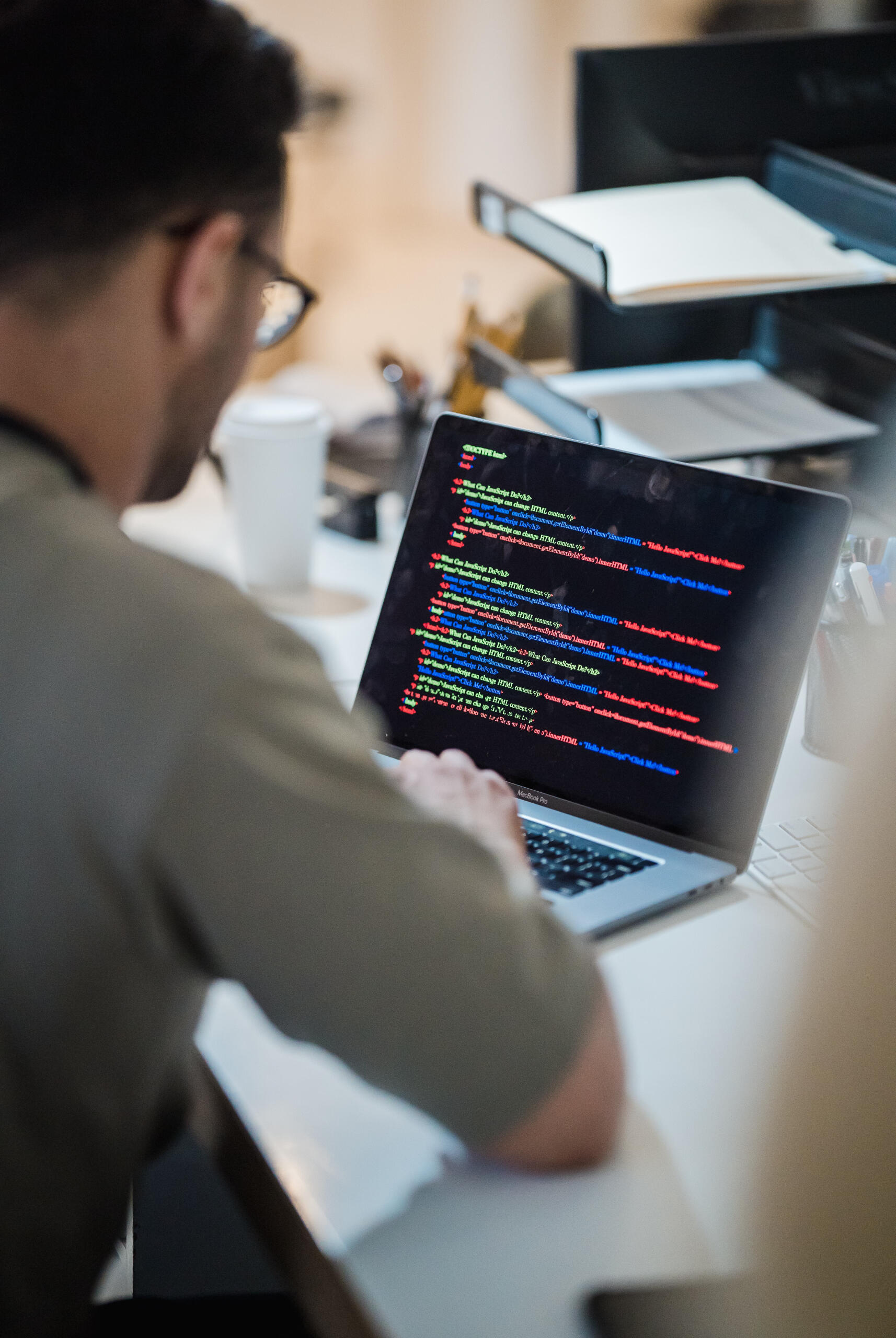 Employee working on a computer